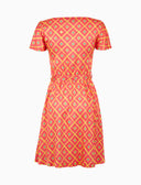 Abito corto con cintura maniche corte donna fantasia rombi rosso - Gallo 1927 - Official Online Shop