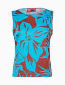 Top senza maniche donna fantasia fiori azzurro - Gallo 1927 - Official Online Shop