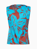 Top senza maniche donna fantasia fiori azzurro - Gallo 1927 - Official Online Shop