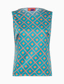 Top senza maniche donna fantasia rombi azzurro - Gallo 1927 - Official Online Shop