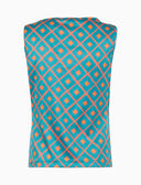 Top senza maniche donna fantasia rombi azzurro - Gallo 1927 - Official Online Shop