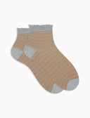 Calze cortissime donna effetto trasparenza con righina orizzontale grigio - Gallo 1927 - Official Online Shop