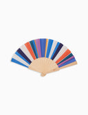 Wooden fan unisex multicolor white stripes