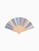 Wooden fan unisex multicolor white stripes