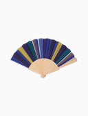 Ventaglio in legno unisex righe multicolor blu