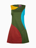 Abito corto senza maniche donna cotone fantasia macro pois verde - Gallo 1927 - Official Online Shop