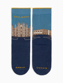 Calze corte donna cotone blu fantasia Duomo di Milano - Gallo 1927 - Official Online Shop