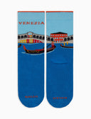 Calze corte donna cotone azzurro fantasia Venezia Ponte di Rialto - Gallo 1927 - Official Online Shop