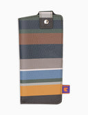 Porta occhiali unisex pelle martellata grigio righe multicolor
