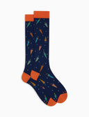 Calze lughe uomo cotone blu fantasia ombrelli colorati - Gallo 1927 - Official Online Shop