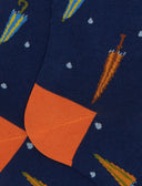 Calze lughe donna cotone blu fantasia ombrelli colorati - Gallo 1927 - Official Online Shop