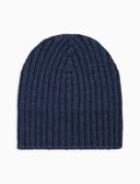 Calotta bambino lana, seta e cashmere blu a coste tinta unita - Gallo 1927 - Official Online Shop