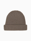 Berretto con risvolto bambino lana, seta e cashmere beige a coste tinta unita - Gallo 1927 - Official Online Shop