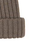 Berretto con risvolto bambino lana, seta e cashmere beige a coste tinta unita - Gallo 1927 - Official Online Shop