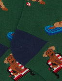 Calze lunghe uomo cotone verde fantasia cani - Gallo 1927 - Official Online Shop