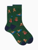 Calze corte uomo cotone verde fantasia cani - Gallo 1927 - Official Online Shop