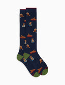 Calze lunghe donna cotone blu fantasia cani - Gallo 1927 - Official Online Shop