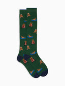 Calze lunghe donna cotone verde fantasia cani - Gallo 1927 - Official Online Shop