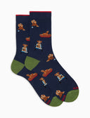 Calze corte donna cotone blu fantasia cani - Gallo 1927 - Official Online Shop