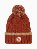 Berretto con risvolto unisex arancio motivo treccia tinta unita - Gallo 1927 - Official Online Shop
