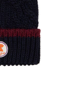 Berretto con risvolto unisex blu motivo treccia tinta unita - Gallo 1927 - Official Online Shop