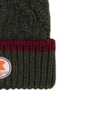 Berretto con risvolto unisex verde motivo treccia tinta unita - Gallo 1927 - Official Online Shop