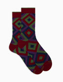 Calze corto uomo cotone bordò fantasia rombi concentrici - Gallo 1927 - Official Online Shop