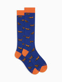 Calze lunghe uomo cotone blu fantasia gatti - Gallo 1927 - Official Online Shop