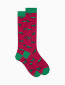 Calze lunghe donna cotone fucsia fantasia gatti - Gallo 1927 - Official Online Shop