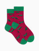 Calze corte donna cotone fucsia fantasia gatti - Gallo 1927 - Official Online Shop