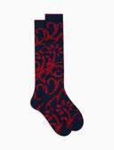 Calze lunghe uomo cotone blu fantasia broccato - Gallo 1927 - Official Online Shop