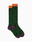 Calze lunghe donna cotone verde fantasia grappoli d'uva - Gallo 1927 - Official Online Shop