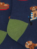 Calze lunghe bambino cotone blu fantasia cani - Gallo 1927 - Official Online Shop