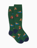 Calze lunghe bambino cotone verde fantasia cani - Gallo 1927 - Official Online Shop