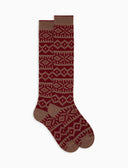 Calze lunghe uomo cotone bordò fantasia greca natalizia - Gallo 1927 - Official Online Shop