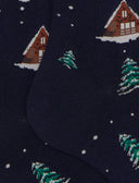 Calze lunghe donna cotone blu fantasia baite innevate - Gallo 1927 - Official Online Shop