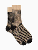 Calze corte unisex lana, seta e cashmere nero fantasia reticolo - Gallo 1927 - Official Online Shop