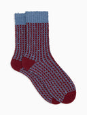 Calze corte unisex lana, seta e cashmere bordò fantasia reticolo - Gallo 1927 - Official Online Shop