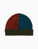Berretto con risvolto unisex lana verde fantasia color block - Gallo 1927 - Official Online Shop