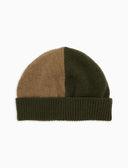 Berretto con risvolto unisex lana verde fantasia color block - Gallo 1927 - Official Online Shop