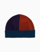 Berretto con risvolto unisex lana viola fantasia color block - Gallo 1927 - Official Online Shop