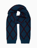 Sciarpa unisex lana azzurra fantasia rombi - Gallo 1927 - Official Online Shop