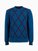 Pull girocollo uomo lana azzurro fantasia rombi - Gallo 1927 - Official Online Shop