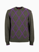 Pull girocollo uomo lana verde fantasia rombi - Gallo 1927 - Official Online Shop