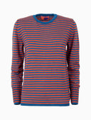 Pull girocollo donna lana color pavone righe bicolore