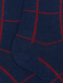 Calze lunghe donna cotone blu fantasia window pane - Gallo 1927 - Official Online Shop