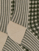 Calze corte donna cotone beige fantasia twin rib e micro tartan effetto scintillante - Gallo 1927 - Official Online Shop