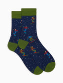 Calze corte uomo cotone blu fantasia sciatori - Gallo 1927 - Official Online Shop