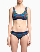 Damen-Bralette aus Baumwolle, blau mit bunten Streifen