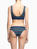 Damen-Bralette aus Baumwolle, blau mit bunten Streifen
